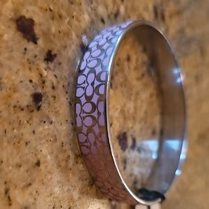 Coach Pink and Silver Textured Bracelet